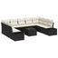 Havesofa Sæt med pude 9 pcs Sort og Cream Polyrattan