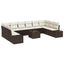 Havesofa Sæt med pude 10 pcs Brun og Creme Polyrattan