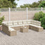Havesofa Sæt med pude 10 pcs Beige og creme Polyrattan