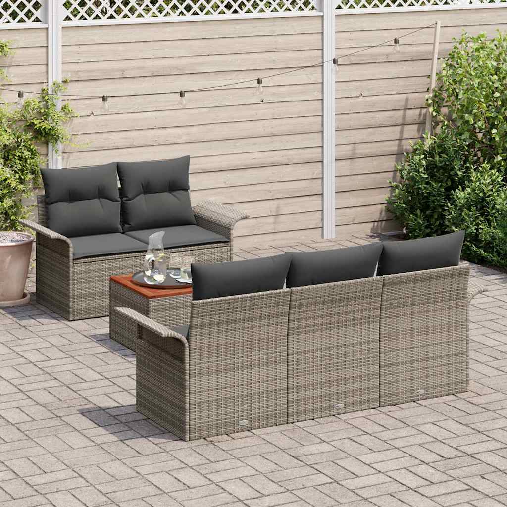 Havesofa Sæt med opbevaring 6 pcs Grå polyrattan
