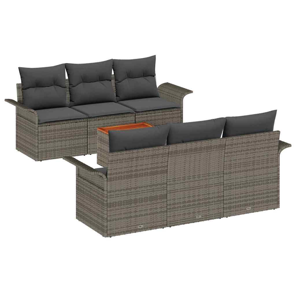 Havesofa Sæt med opbevaring 7 pcs Grå polyrattan