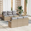 Havesofa Sæt med opbevaring 7 pcs Beige og lys grå polyrattan