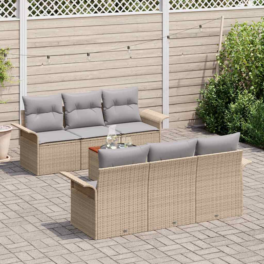 Havesofa Sæt med opbevaring 7 pcs Beige og lys grå polyrattan