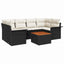 Havesofa Sæt med opbevaring 7 pcs Sort og Cream polyrattan