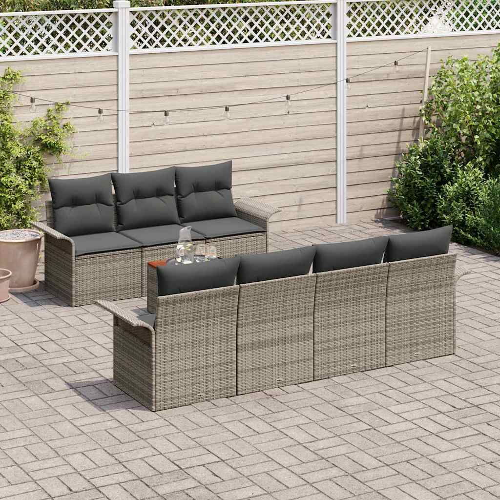 Havesofa Sæt med opbevaring 8 pcs Grå polyrattan