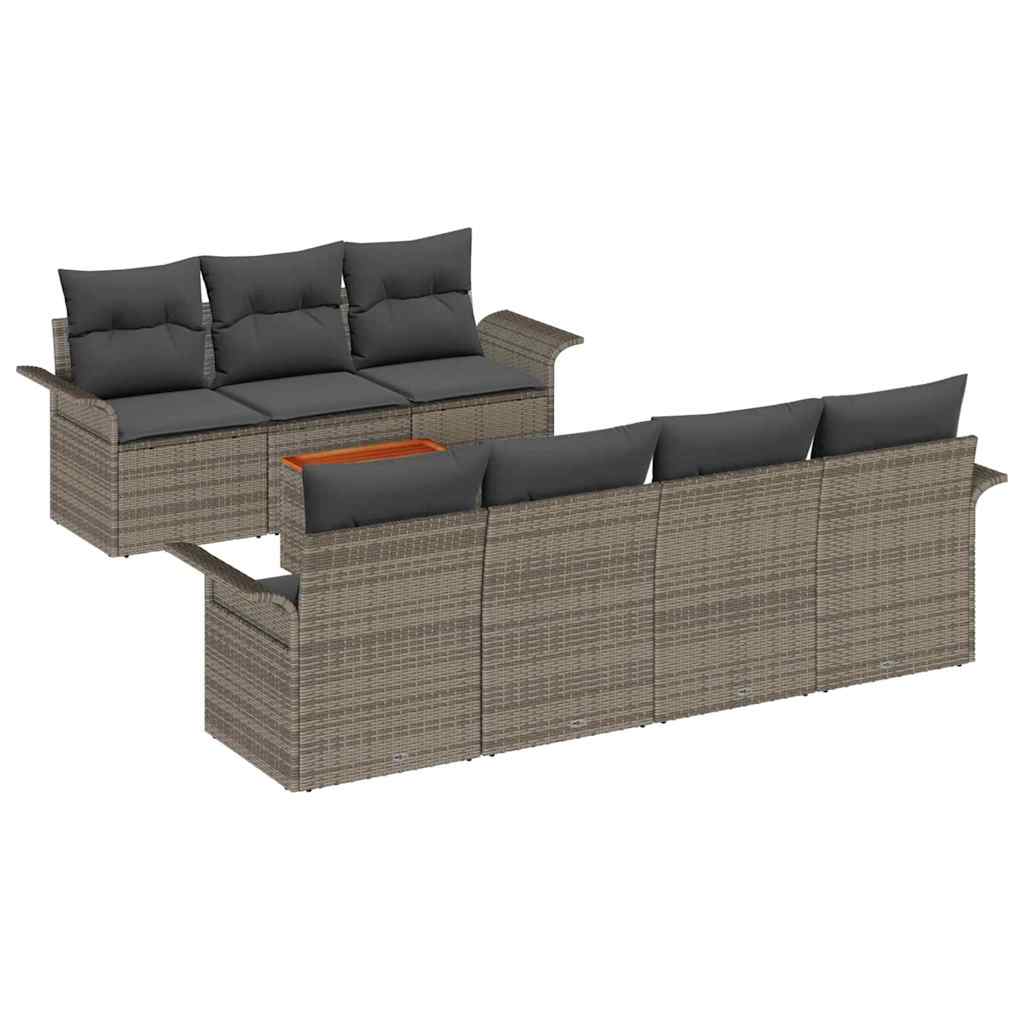 Havesofa Sæt med opbevaring 8 pcs Grå polyrattan