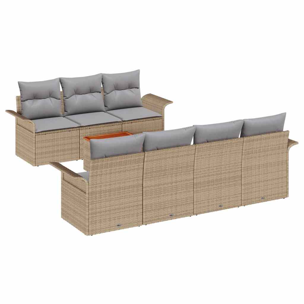 Havesofa Sæt med opbevaring 8 pcs Beige og lys grå polyrattan