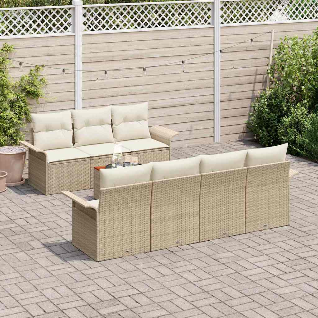 Havesofa Sæt 8 stk. 7-Antal sæder Beige og creme polyrattan