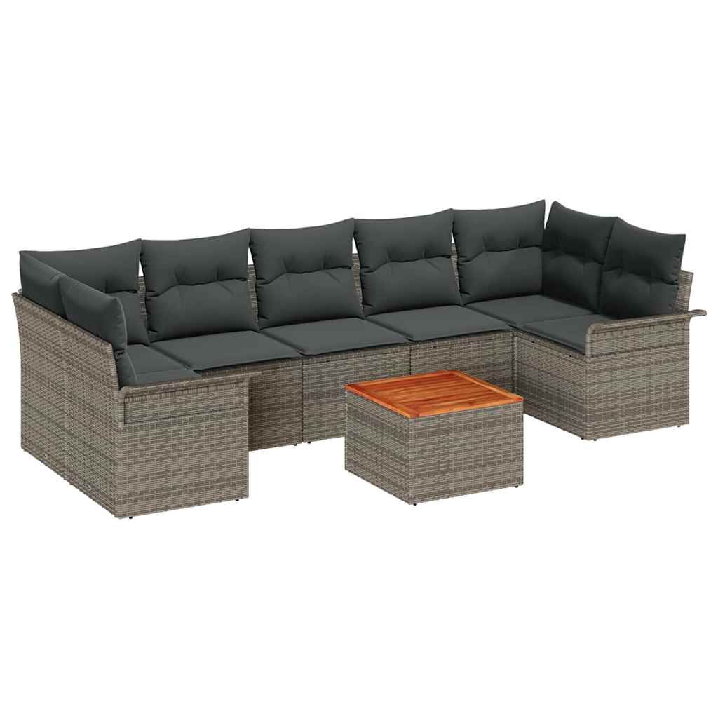 Havesofa Sæt med opbevaring 8 pcs Grå polyrattan