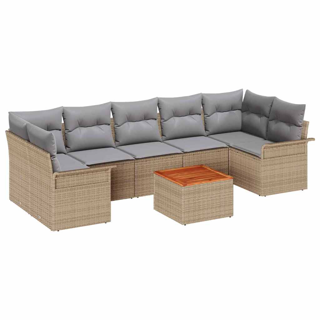 Havesofa Sæt med opbevaring 8 pcs Beige og lys grå polyrattan