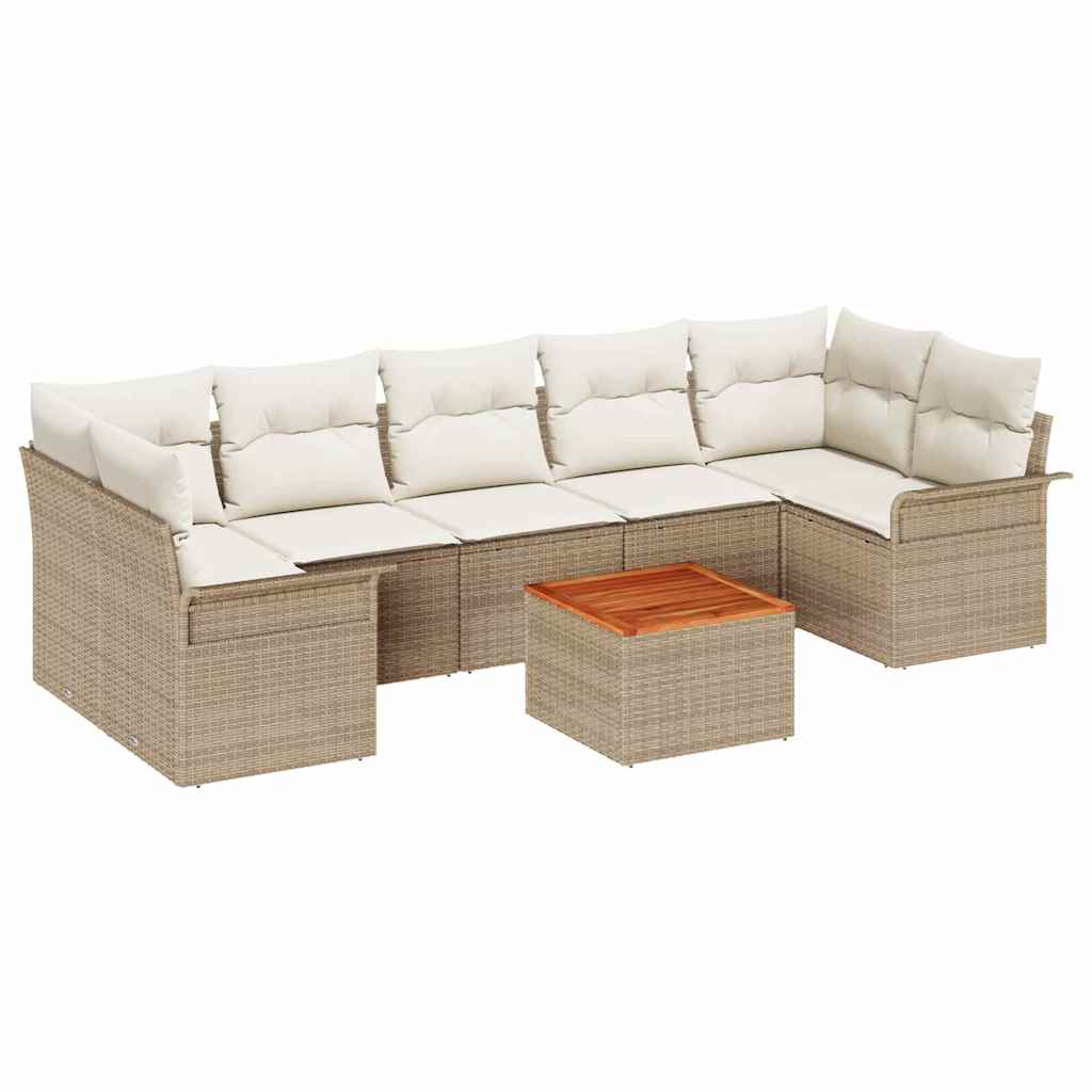 Havesofa Sæt med opbevaring 8 pcs Beige og creme polyrattan