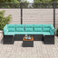 Havesofa Sæt med opbevaring 8 pcs Sort og turkis polyrattan