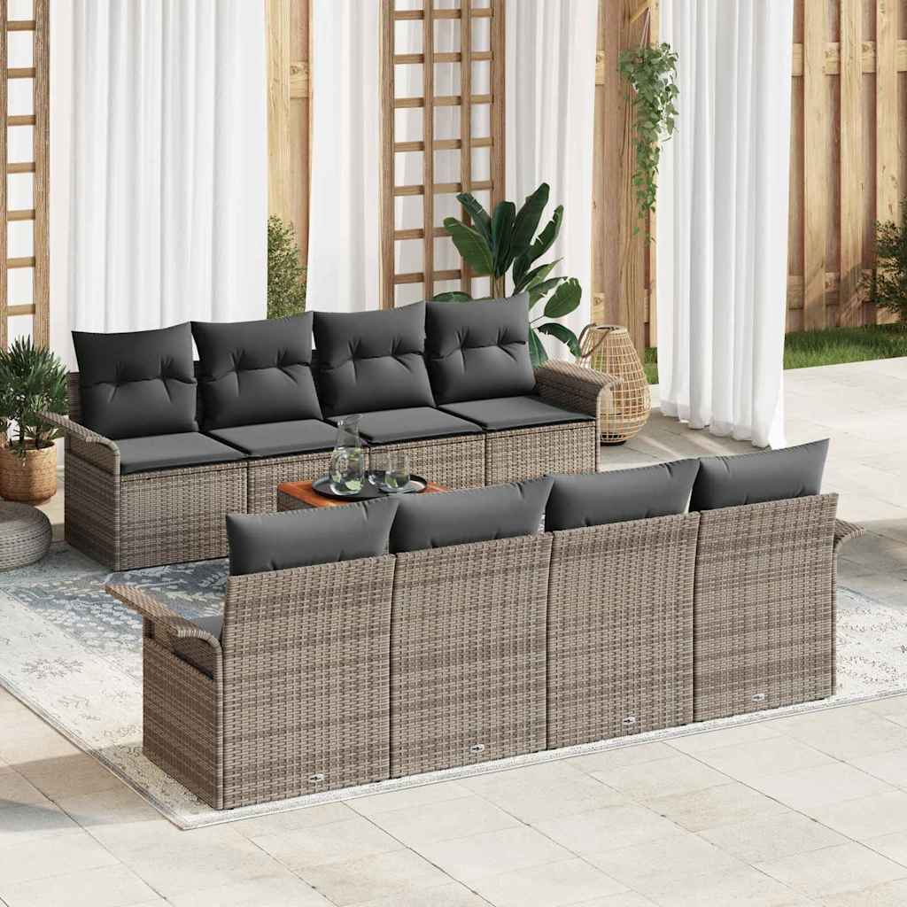 Havesofa Sæt med opbevaring 9 pcs Grå polyrattan
