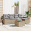 Havesofa Sæt med opbevaring 6 pcs Beige og lys grå polyrattan