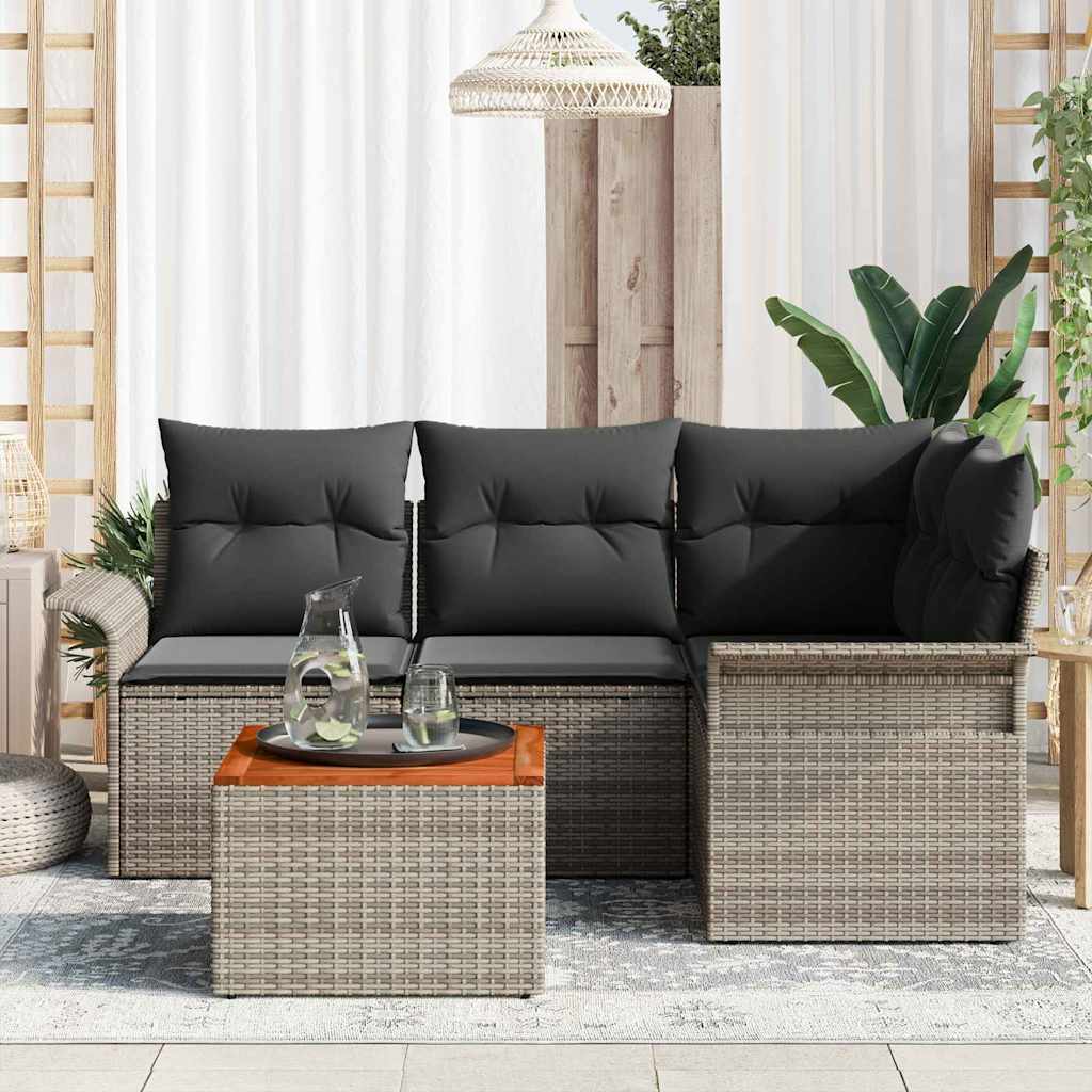 Havesofa Sæt med opbevaring 5 pcs Grå polyrattan