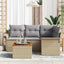 Havesofa Sæt med opbevaring 5 pcs Beige og lys grå polyrattan