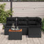 Havesofa Sæt med opbevaring 5 pcs Sort polyrattan