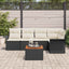 Havesofa Sæt med opbevaring 6 pcs Sort og Cream polyrattan