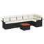 Havesofa Sæt med opbevaring 7 pcs Sort og Cream polyrattan