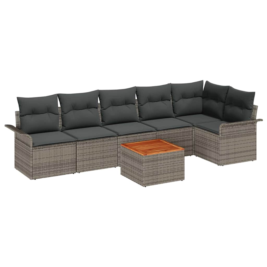 Havesofa Sæt med opbevaring 7 pcs Grå polyrattan