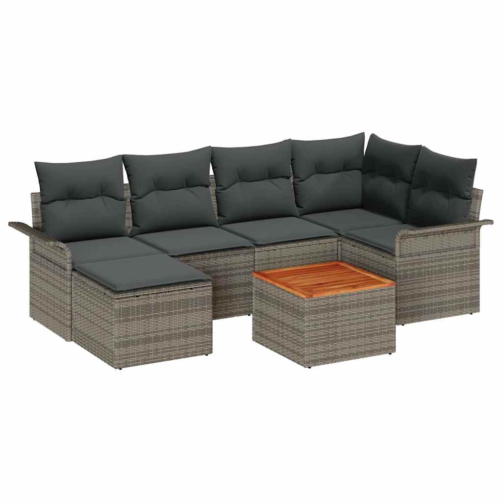 Havesofa Sæt med opbevaring 7 pcs Grå polyrattan