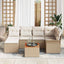 Havesofa Sæt med opbevaring 7 pcs Beige og creme polyrattan