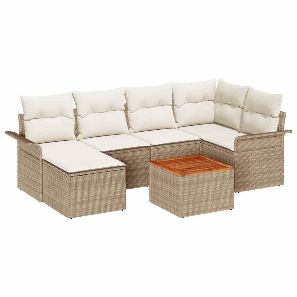 Havesofa Sæt med opbevaring 7 pcs Beige og creme polyrattan