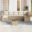 Havesofa Sæt med opbevaring 8 pcs Beige og creme polyrattan