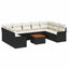 Havesofa Sæt med opbevaring 10 pcs Sort og Cream polyrattan