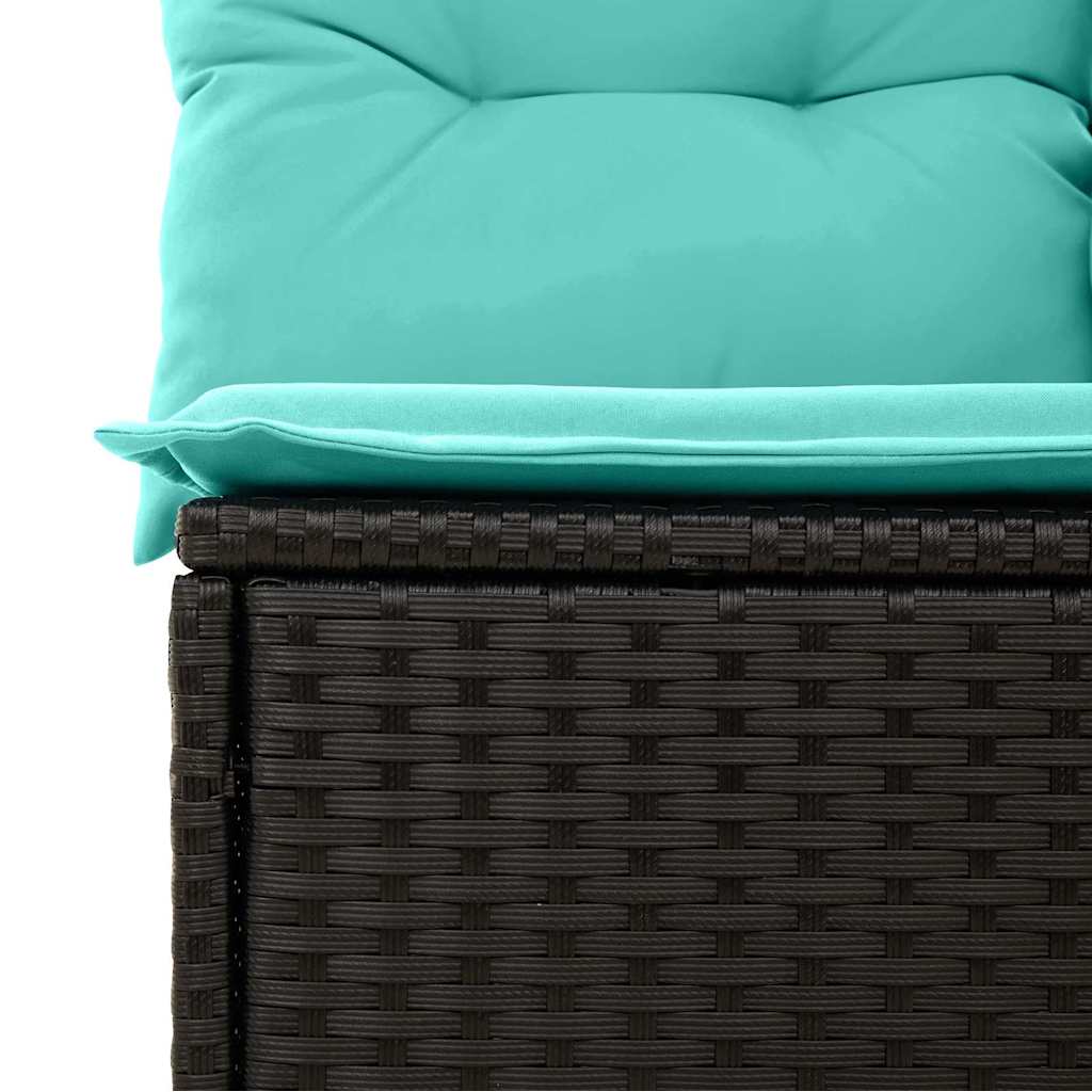 Havesofa Sæt med opbevaring 10 pcs Sort og turkis polyrattan