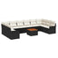 Havesofa Sæt med opbevaring 11 pcs Sort og Cream polyrattan