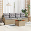 Havesofa Sæt med opbevaring 5 pcs Beige og lys grå polyrattan