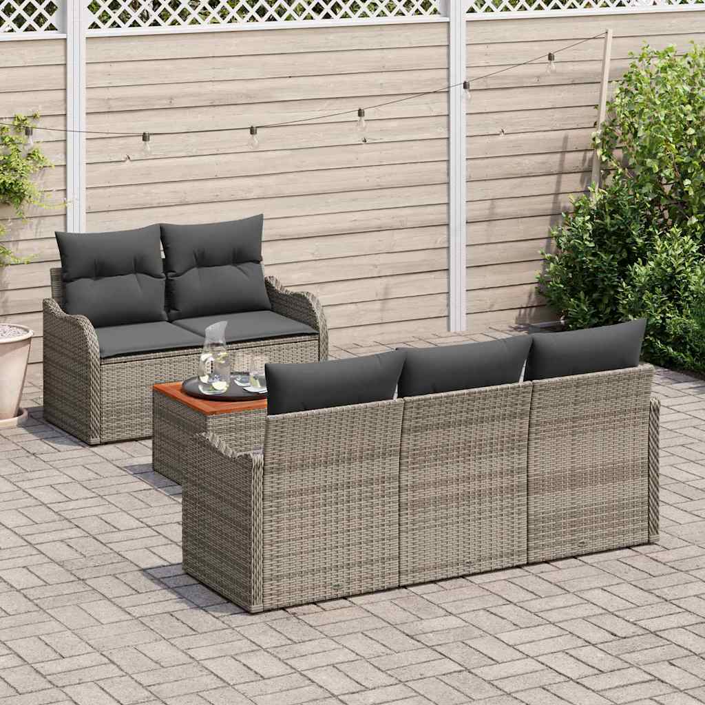 Havesofa Sæt med opbevaring 6 pcs Grå polyrattan