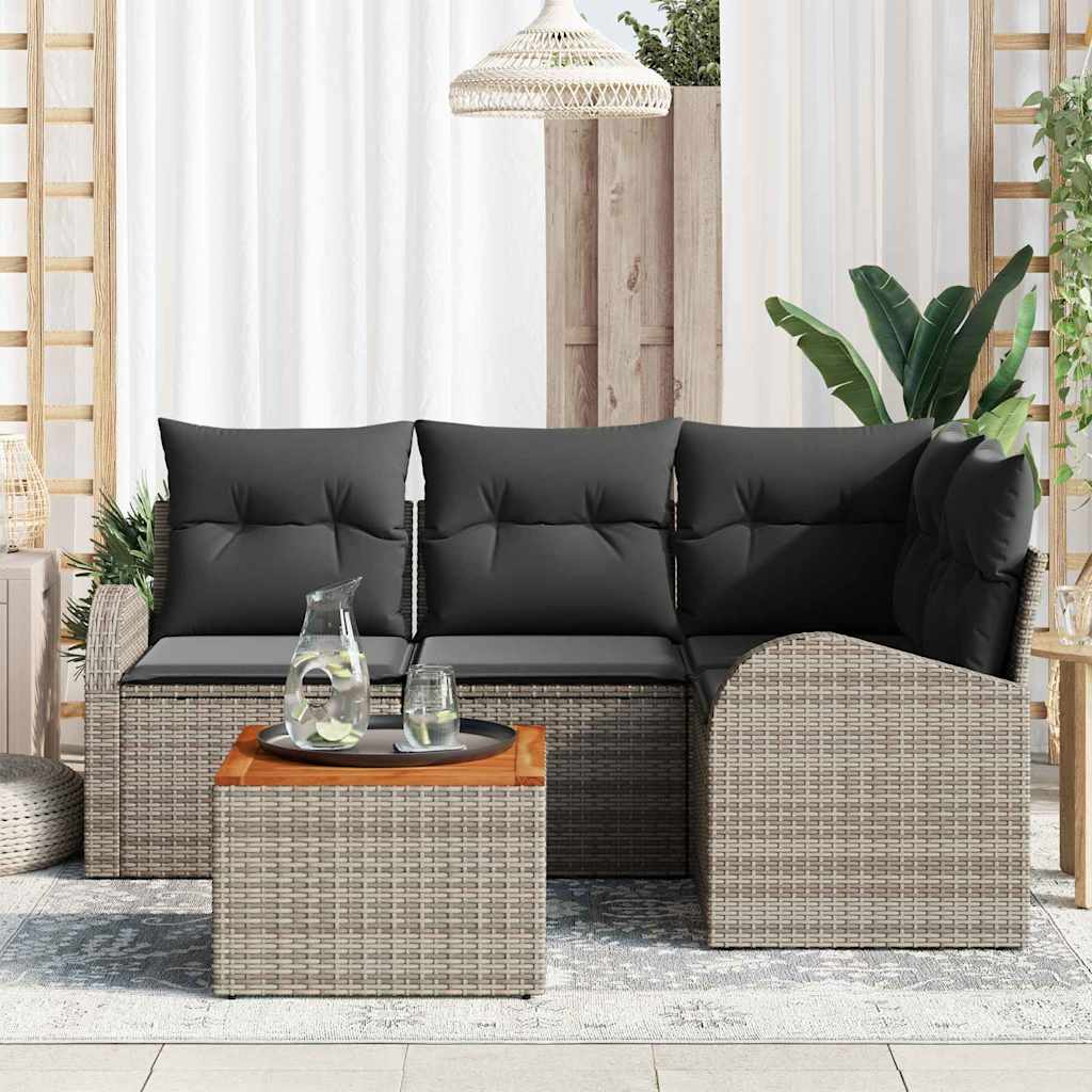 Havesofa Sæt med opbevaring 5 pcs Grå polyrattan