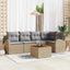 Havesofa Sæt med opbevaring 6 pcs Beige og lys grå polyrattan