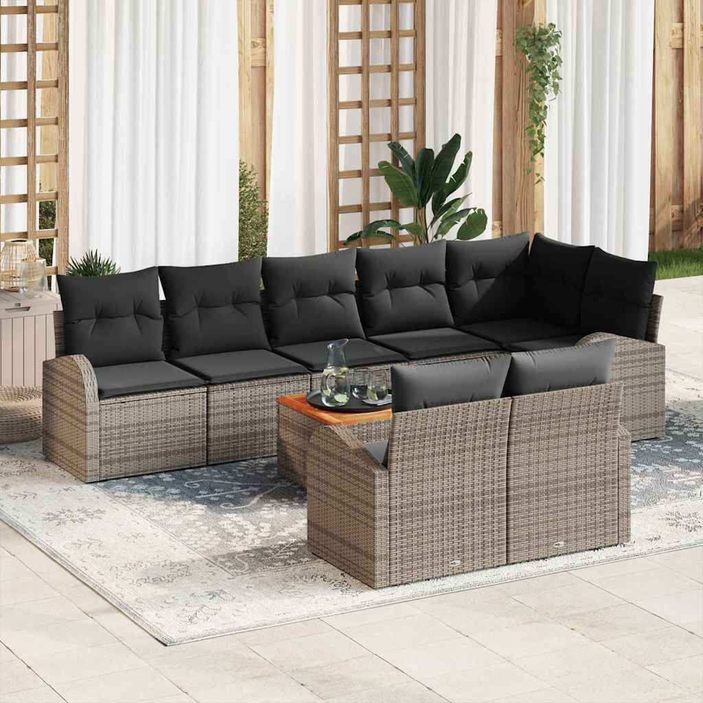 Havesofa Sæt med opbevaring 9 pcs Grå polyrattan