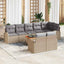 Havesofa Sæt med opbevaring 9 pcs Beige og lys grå polyrattan