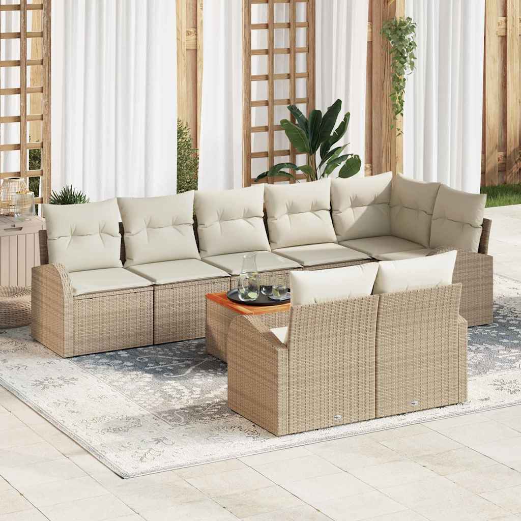 Havesofa Sæt med opbevaring 9 pcs Beige og creme polyrattan