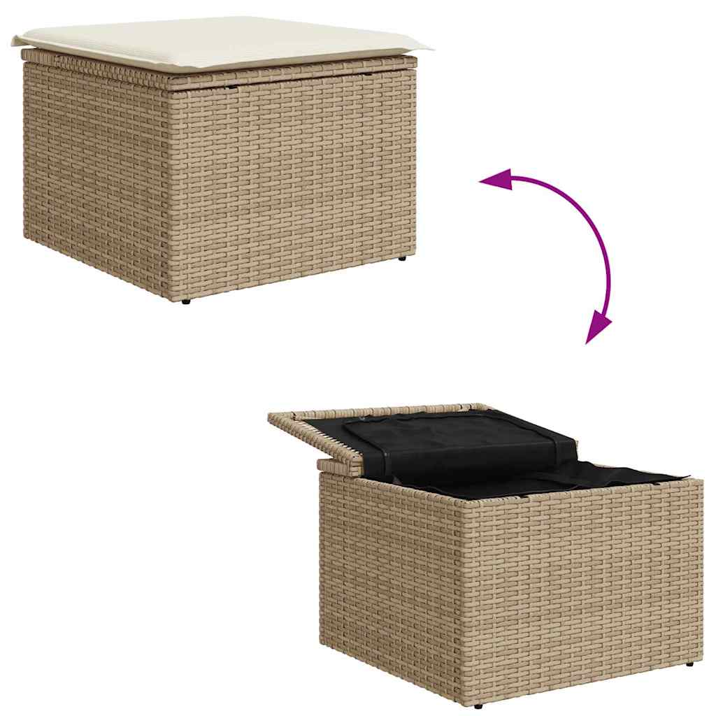 Havesofa Sæt med opbevaring 7 pcs Beige og creme polyrattan
