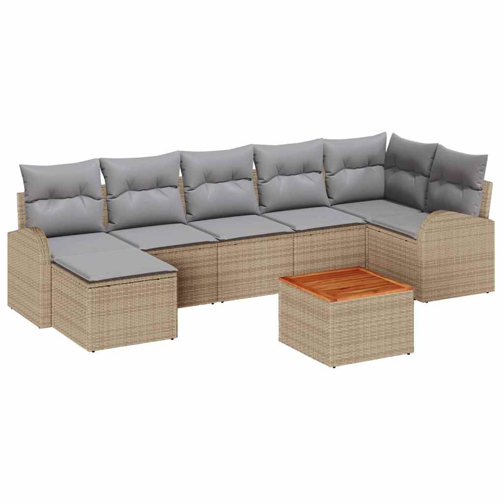 Havesofa Sæt med opbevaring 8 pcs Beige og lys grå polyrattan