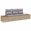 Havesofa Sæt med opbevaring 3 pcs beige og lysegrå Poly rattan
