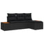 Havesofa Sæt med pude 4 pcs Sort Poly Rattan