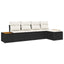Havesofa Sæt med pude 6 pcs Sort og Cream Polyrattan