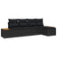 Havesofa Sæt med pude med opbevaring 6 pcs Sort Polyrattan
