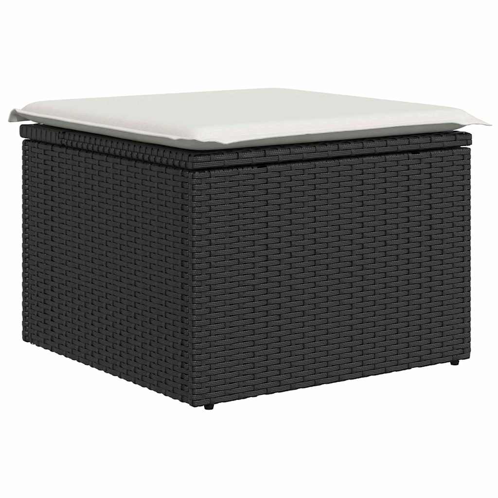 Havesofa Sæt med pude 6 pcs Sort og Cream Polyrattan