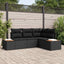 Havesofa Sæt med pude med opbevaring 4 pcs Sort Polyrattan