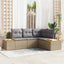 Havesofa Sæt med pude 4 pcs Beige og lys grå Polyrattan