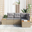 Havesofa Sæt med pude 4 pcs Beige og lys grå Polyrattan