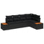 Havesofa Sæt med pude med opbevaring 5 pcs Sort Poly rattan