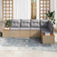 Havesofa Sæt med pude 5 pcs beige og lysegrå Poly rattan